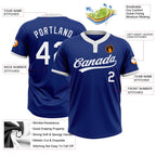 Custom Royal White Two-Button Unisex Softball Jersey photo 4
