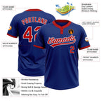 Custom Royal Red-White Two-Button Unisex Softball Jersey photo 3