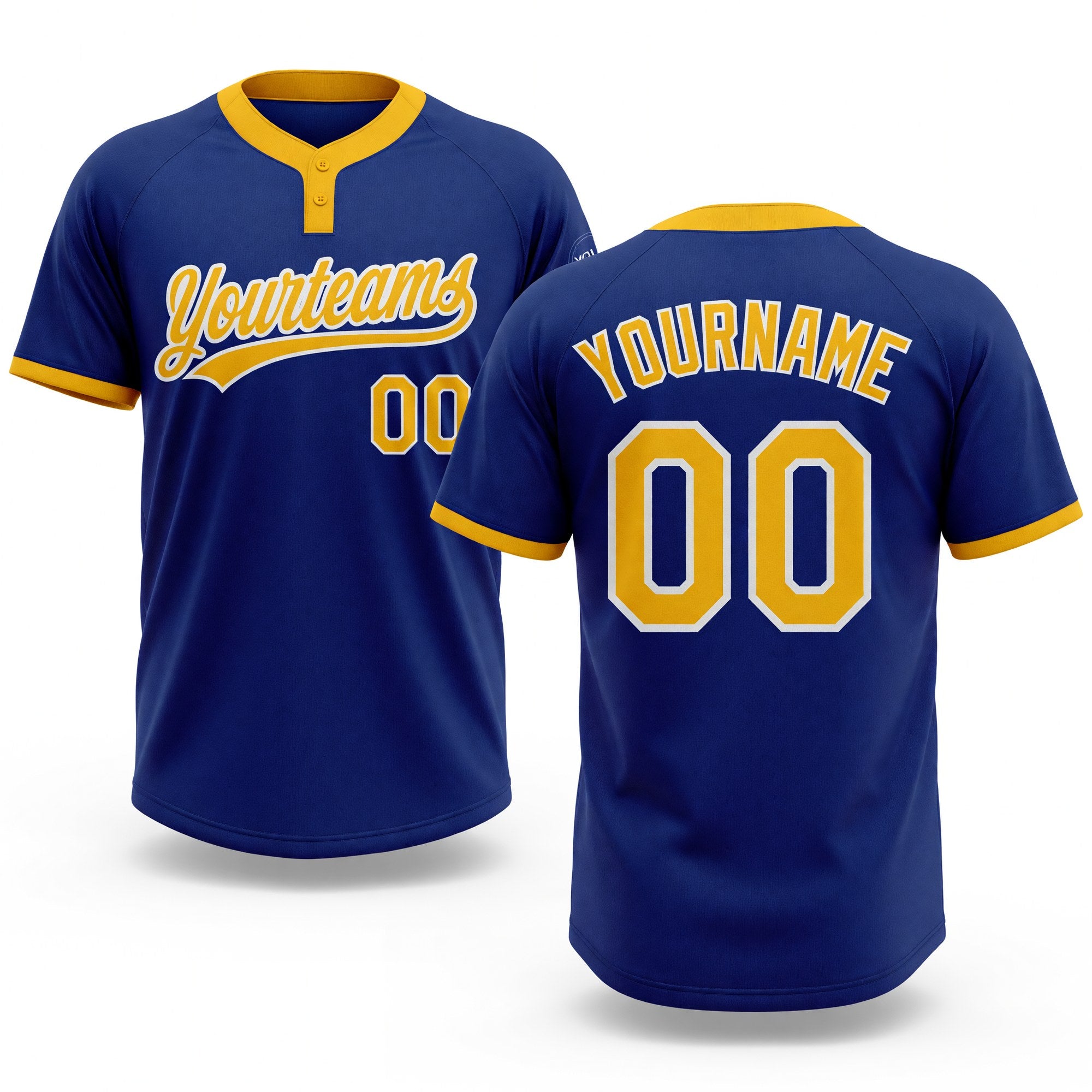 Custom Royal Gold-White Two-Button Unisex Softball Jersey