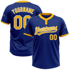 Custom Royal Gold-White Two-Button Unisex Softball Jersey photo 1