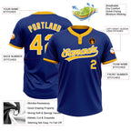 Custom Royal Gold-White Two-Button Unisex Softball Jersey photo 3