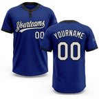 Custom Royal White-Black Two-Button Unisex Softball Jersey