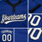 Custom Royal White-Black Two-Button Unisex Softball Jersey detail