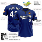 Custom Royal White-Black Two-Button Unisex Softball Jersey photo 3