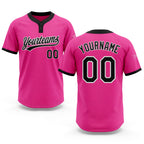 Custom Pink Black-White Two-Button Unisex Softball Jersey
