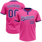Custom Pink Purple-White Two-Button Unisex Softball Jersey photo 1