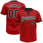 Custom Red Black-White Two-Button Unisex Softball Jersey photo 1