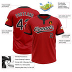 Custom Red Black-White Two-Button Unisex Softball Jersey photo 3