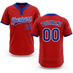 Custom Red Royal-White Two-Button Unisex Softball Jersey