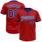 Custom Red Royal-White Two-Button Unisex Softball Jersey photo 1
