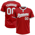 Custom Red White-Gray Two-Button Unisex Softball Jersey photo 1