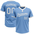 Custom Light Blue White Two-Button Unisex Softball Jersey photo 1