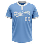 Custom Light Blue White Two-Button Unisex Softball Jersey photo 2