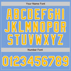 Custom Light Blue Gold-White Two-Button Unisex Softball Jersey photo 4