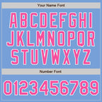 Custom Light Blue Pink-White Two-Button Unisex Softball Jersey photo 4