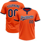 Custom Orange Navy-White Two-Button Unisex Softball Jersey photo 1