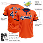Custom Orange Navy-White Two-Button Unisex Softball Jersey photo 4