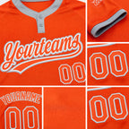 Custom Orange Orange-Gray Two-Button Unisex Softball Jersey detail