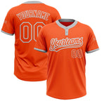 Custom Orange Orange-Gray Two-Button Unisex Softball Jersey photo 1