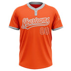 Custom Orange Orange-Gray Two-Button Unisex Softball Jersey photo 2