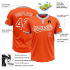Custom Orange Orange-Gray Two-Button Unisex Softball Jersey photo 3