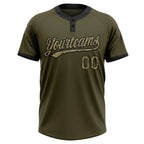 Custom Olive Camo-Black Salute To Service Two-Button Unisex Softball Jersey photo 2