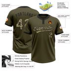 Custom Olive Camo-Black Salute To Service Two-Button Unisex Softball Jersey photo 3