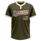 Custom Olive Vintage USA Flag-Cream Salute To Service Two-Button Unisex Softball Jersey photo 2