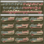 Custom Olive Vintage USA Flag-Cream Salute To Service Two-Button Unisex Softball Jersey photo 4