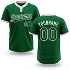 Custom Kelly Green Kelly Green-White Two-Button Unisex Softball Jersey