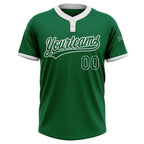 Custom Kelly Green Kelly Green-White Two-Button Unisex Softball Jersey photo 2