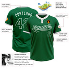 Custom Kelly Green Kelly Green-White Two-Button Unisex Softball Jersey photo 3