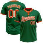 Custom Kelly Green Orange-White Two-Button Unisex Softball Jersey photo 1