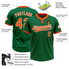 Custom Kelly Green Orange-White Two-Button Unisex Softball Jersey photo 3