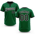 Custom Kelly Green Black-White Two-Button Unisex Softball Jersey