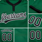 Custom Kelly Green Black-White Two-Button Unisex Softball Jersey detail