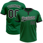 Custom Kelly Green Black-White Two-Button Unisex Softball Jersey photo 1