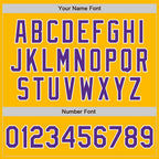 Custom Gold Purple-White Two-Button Unisex Softball Jersey photo 4
