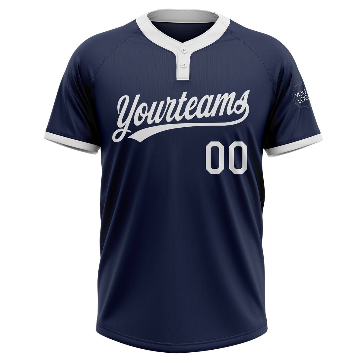 Custom Navy White Two-Button Unisex Softball Jersey photo 2