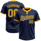 Custom Navy Gold-White Two-Button Unisex Softball Jersey photo 1