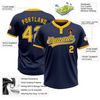 Custom Navy Gold-White Two-Button Unisex Softball Jersey photo 3
