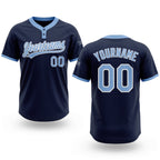 Custom Navy Light Blue-White Two-Button Unisex Softball Jersey