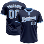 Custom Navy Light Blue-White Two-Button Unisex Softball Jersey photo 1