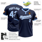 Custom Navy Light Blue-White Two-Button Unisex Softball Jersey photo 3