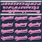Custom Navy Pink-White Two-Button Unisex Softball Jersey photo 4
