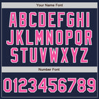 Custom Navy Pink-White Two-Button Unisex Softball Jersey photo 5