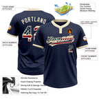 Custom Navy Vintage USA Flag-Cream Two-Button Unisex Softball Jersey photo 3