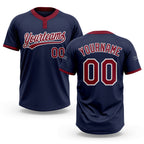 Custom Navy Crimson-White Two-Button Unisex Softball Jersey