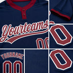 Custom Navy Crimson-White Two-Button Unisex Softball Jersey detail