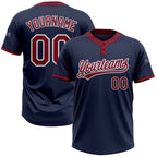 Custom Navy Crimson-White Two-Button Unisex Softball Jersey photo 1